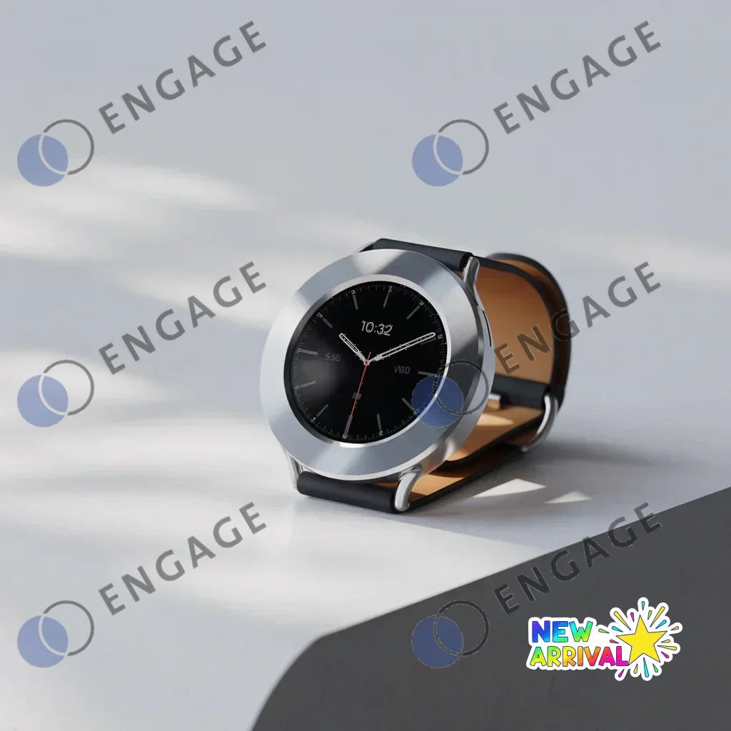 Silver smartwatch with black leather strap and sleek modern design for Leisure Tapis Chien Teckel