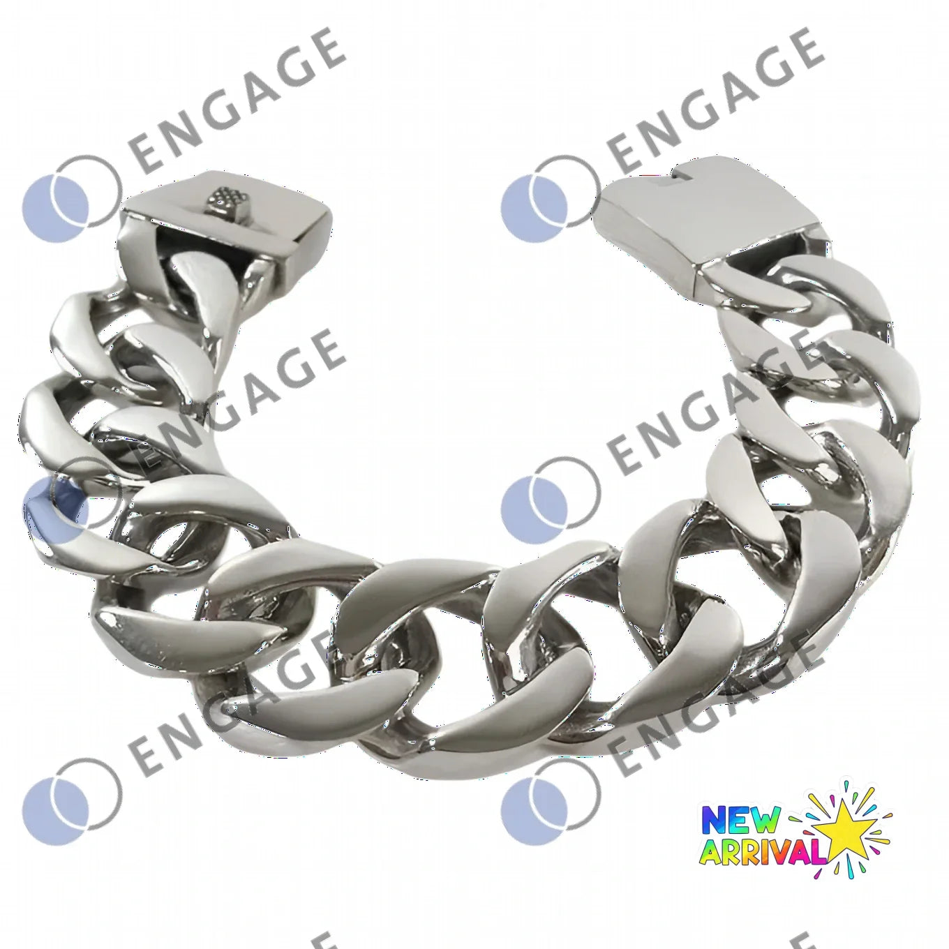 Silver chunky chain bracelet with clasp closure for Low Reso Dog product display