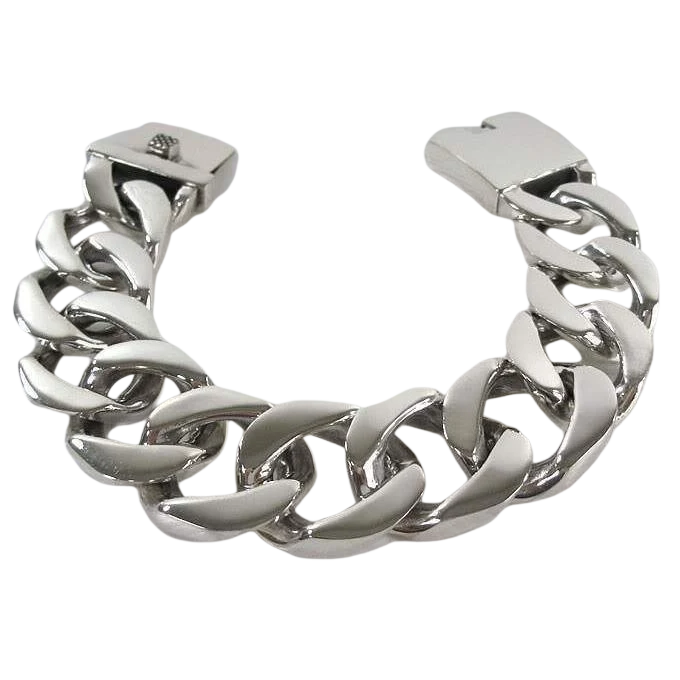 Silver chunky chain bracelet with clasp closure for Low Reso Dog product display