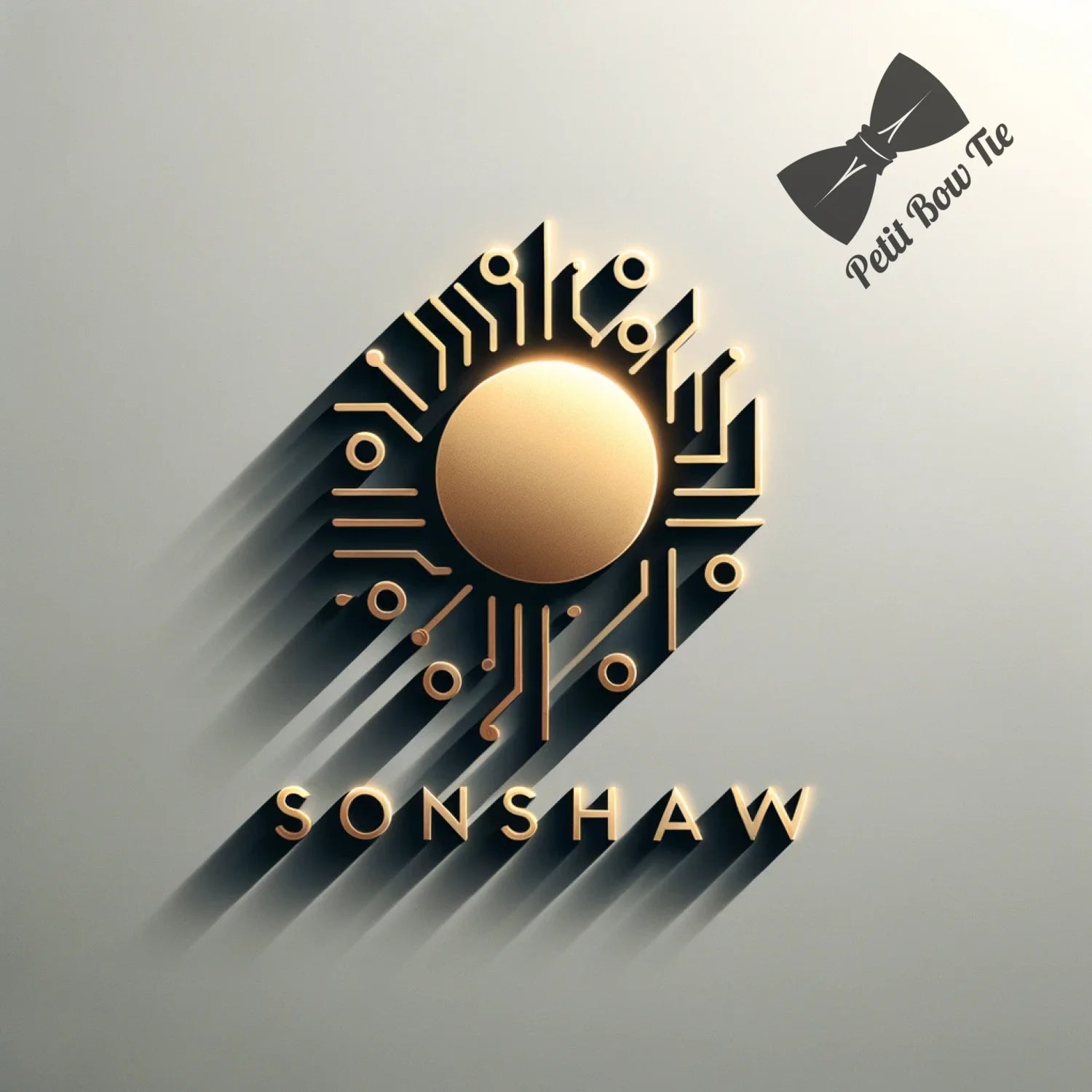 Golden circuit board logo with central circular component for New Arrival Test Product