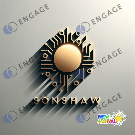 Golden circuit board logo with central circular component for New Arrival Test Product