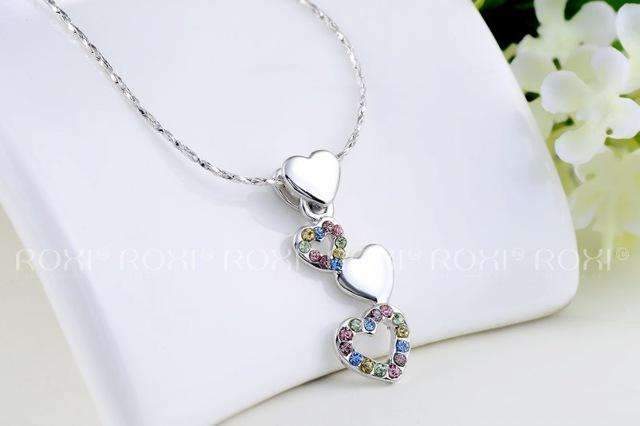 Silver heart-shaped necklace with multicolored gemstones from Zip Product