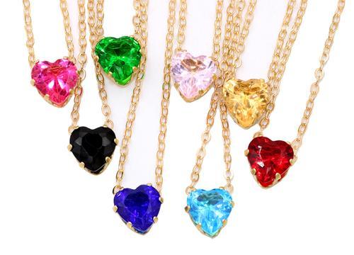 Heart-shaped necklace with colorful gemstones and gold chain from Swaps 4 product