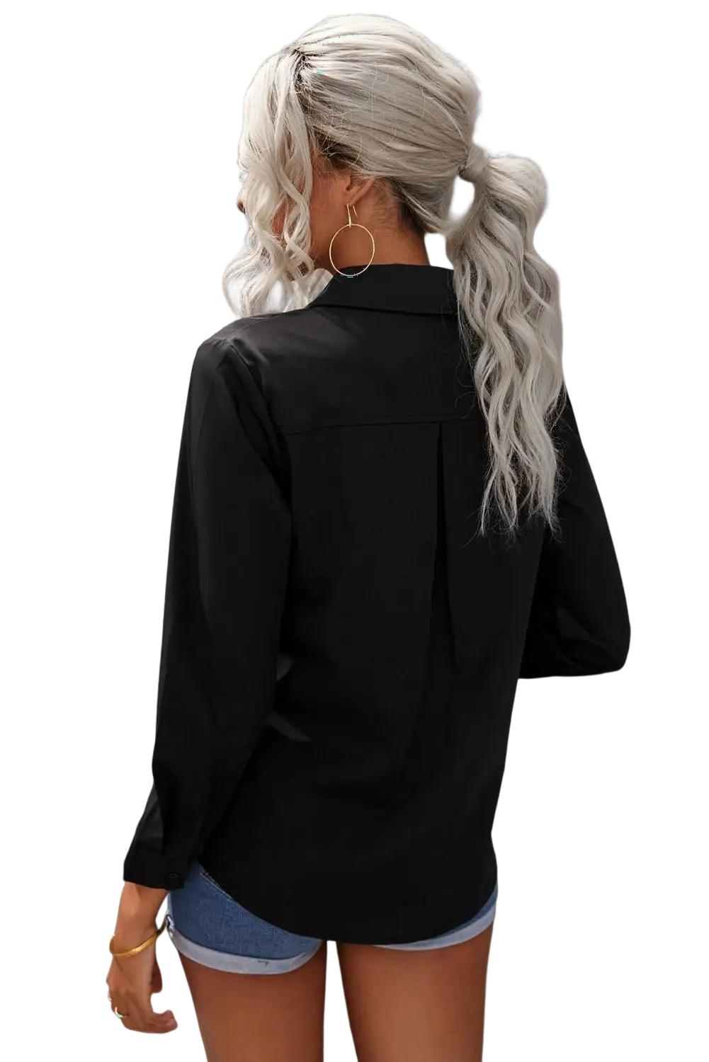 Black blazer with button closure and pocket detail perfect for remove bg test and casual sports or fitness wear