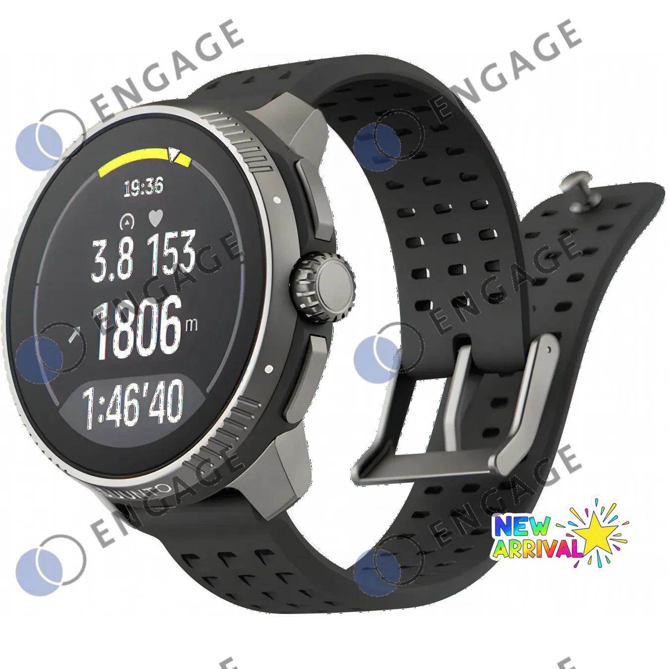 Black and gray suunto race gps smartwatch with heart rate monitor perfect for outdoor sports and fitness tracking