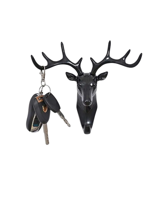 Black deer head key holder with antlers and hook for keys for Swap Photos to Test