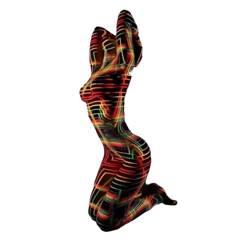 Neon-patterned abstract female body sculpture from Thailand Art Project Röcke