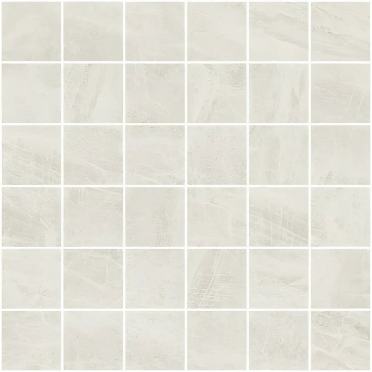Beige marble effect mosaic tile with subtle veining and white grout lines for upscale test tiles flooring perfect for sports and fitness areas