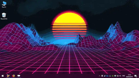 80s retro neon grid landscape wallpaper on SKULLS AND ROSES MEN’S HIGH TOPS sneakers