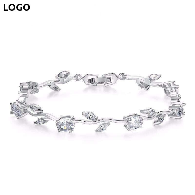Silver floral bracelet with cubic zirconia stones and lobster clasp for Zip Product